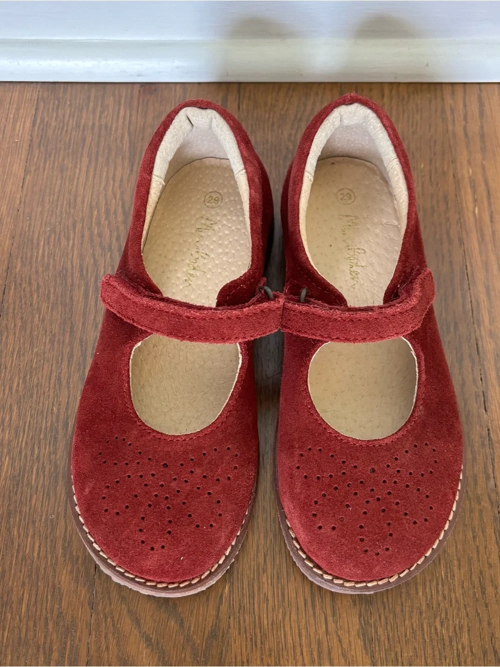 Mini Boden Girls Burgundy Suede Mary Janes